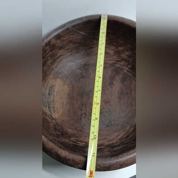 African Wood Bowl Hand Carved Safari Rhinoceros Elephant Ebony South Africa 11.5 - Picture 4 of 8